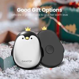 2pcs Portable Hand Warmers, Cute Penguin-Shaped Magnetic Handwarmer, USB 2 In 1 Reusable Electric Pocket Heater Gifts For Women Men, Raynaud, Camping, Hiking Black