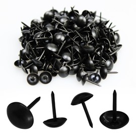 bociloy 200PCS 9×13mm Upholstery Tacks Furniture Nails Pins, Decorative Furniture Tacks, Round Head Furniture Thumb Pushpin DIY Tacks for Upholstered Furniture Cork Board, Black