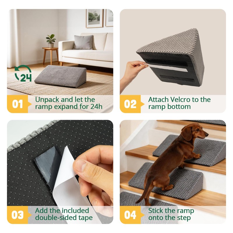 Dog Ramp for Stairs with Non-Slip Bump for Small &