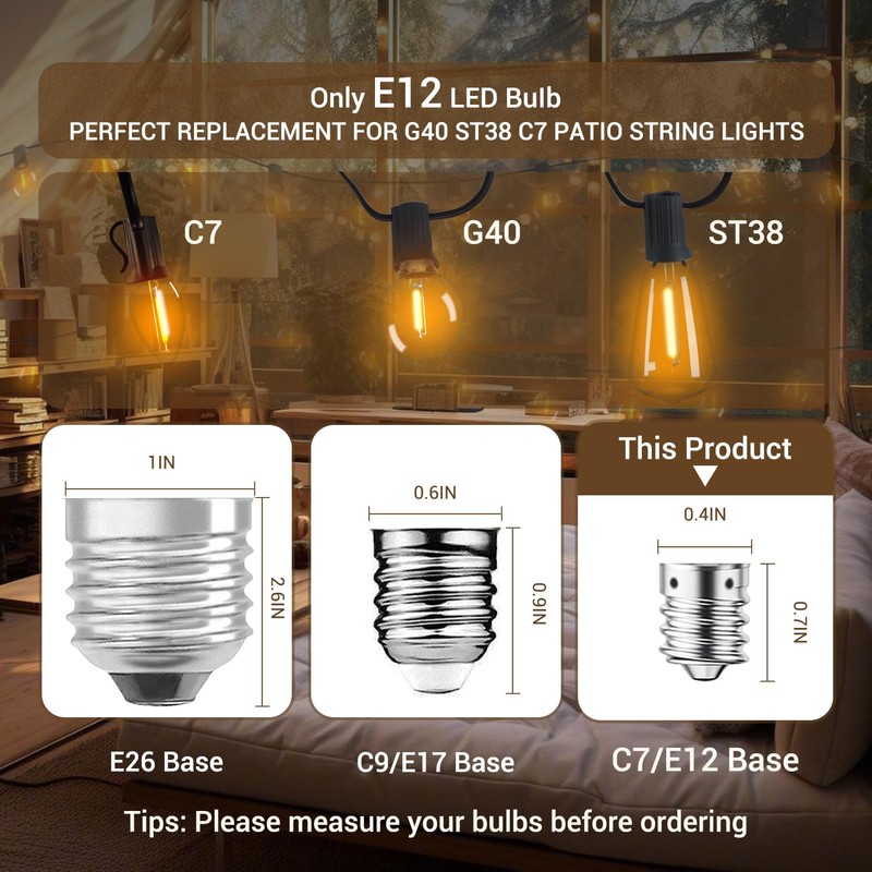 KGC Plastic C7/G40 Replacement LED Light Bulbs - 0.6W Equivalent