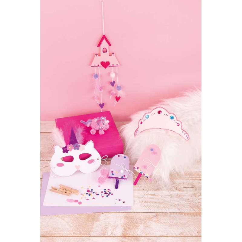 Rayher 69184000 Mega-Bastelset, 1000 Teile, weiß/pink/lila Töne, Bastelset Kinder, Kreativset,