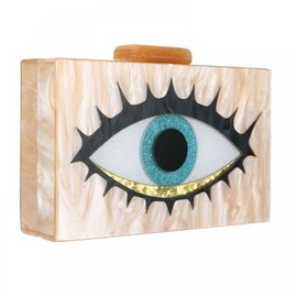 Gets Acrylic Clutch Purses for Women Eyes Evening Bag Glitter Box Clutch Purse Handbags Crossbody Bag (X White)