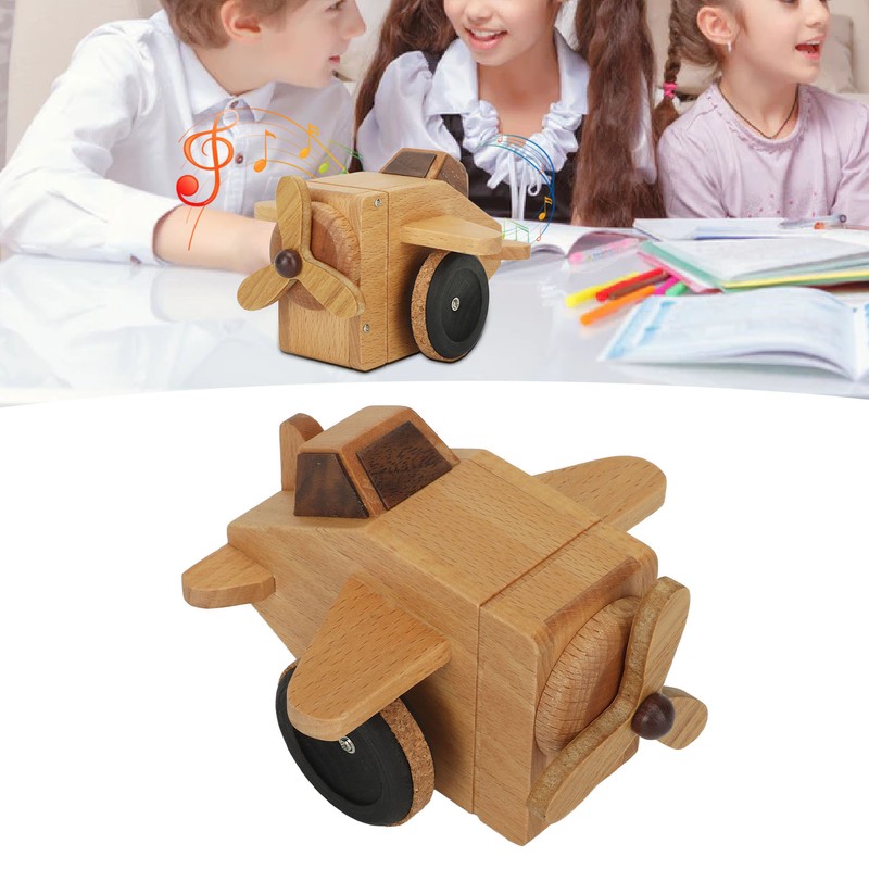 Fighter Music Box Aircraft Wood Craft Musical Box Birthday Christmas