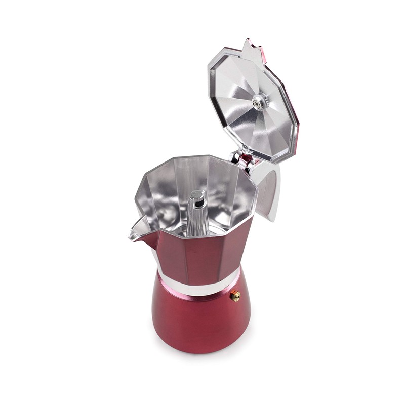 Cafetera Italiana Express Evva Aluminio Rojo 6 Tazas Ibili