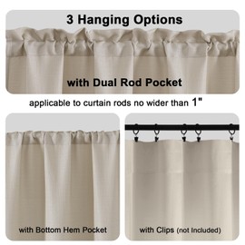 Chyhomenyc Curtains 54 Inch Length 2 Panels, Faux Linen Textured Semi Sheer Light Filtering Soft Airy Rod Pocket Window Treatment Drapes for Living Room Bedroom, Each 30 Wx54 L, Moon Beige