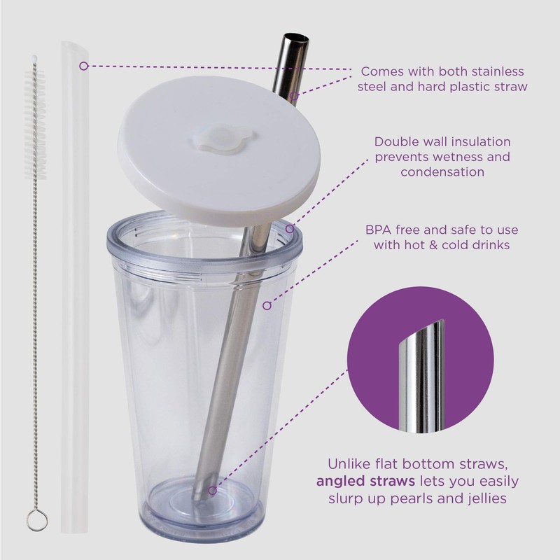 Reusable Boba Cup for Large Size Bubble Tea (24 Oz),