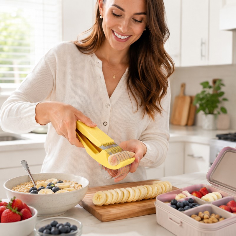 Stainless Steel Banana Slicer for Kitchen Food Prep – Quick