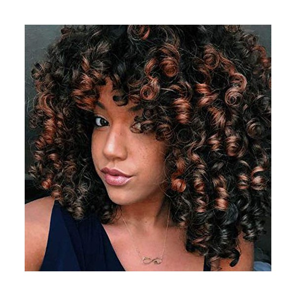 lockiges Haar PerÃ¼cken fÃ¼r schwarz Frauen, natÃ¼rliche Haar PerÃ¼cken fÃ¼r schwarz Frauen, kinkys Curly Afro PerÃ¼cken Echthaar Lace Front kurz flauschig, gewellt, 35,6 cm (braun)