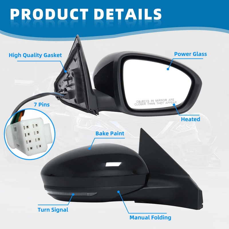Black Right Passenger Side Mirror Replacement For Nissan Sentra 2020