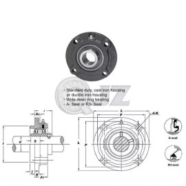 QJZ 1.9375 in 4-Bolt Piloted Flange Cast Iron UCFC210-31 Mounted Bearing New QTY:1