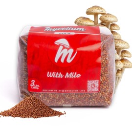 Mycelium 3 lb Milo Grain Spawn for Mushroom Cultivation | Sterilized Nutrient-Rich Bag with Self-Healing Injection Port – Ideal for Rapid Mycelium Colonization | Ready to Inoculate | Made in USA
