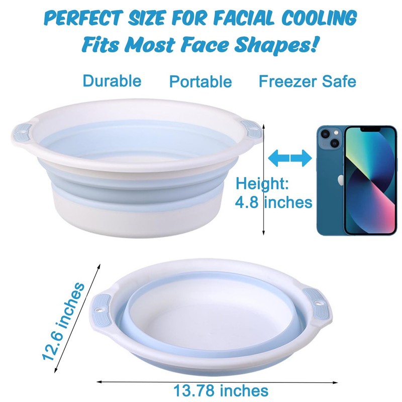 Facial Ice Bath Kit with Foldable Face Bowl for Massage,