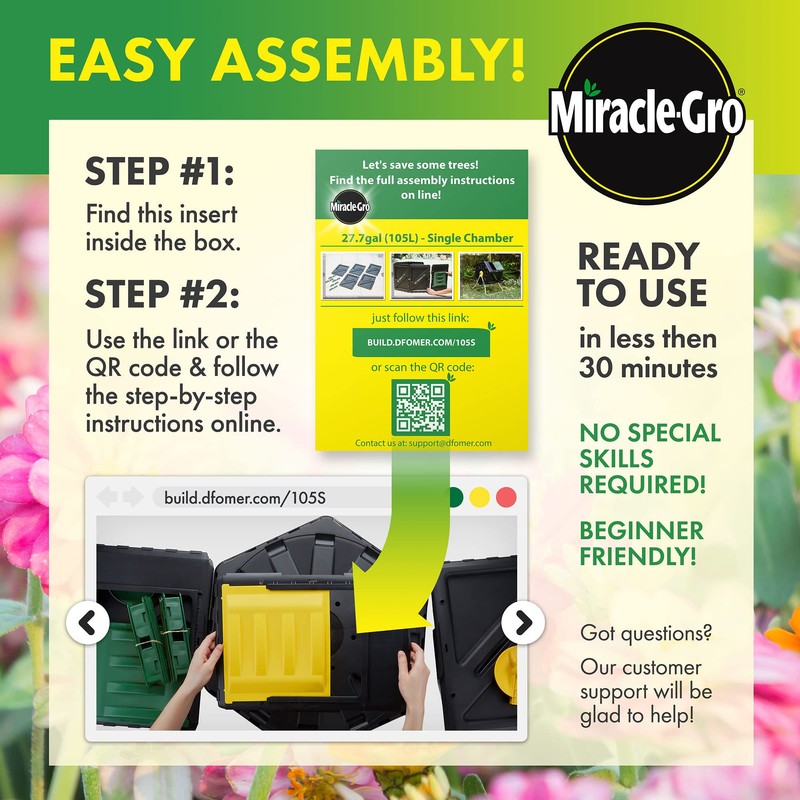 Miracle-Gro Compost Tumbler Single Chamber – Easy-Turn Composter Tumbler Outdoor