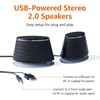 Stereo 2.0 Speakers for PC or Laptop, 3.5mm Aux input,