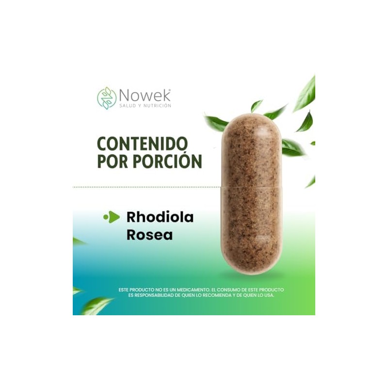 Nowek Rhodiola Rosea 60 Cápsulas Suplemento Alimenticio Ingredientes Naturales No