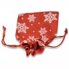 Hackberry Creek 5 Red + White Snowflake Fabric Drawstring Bags,