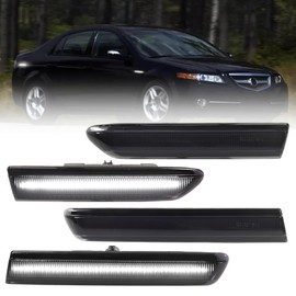 VANKUB Front & Rear LED Side Marker Lights for Acura TL 2004 2005 2006 2007 2008, Acura Smoked Lens Side Bumper Marker Lights, TL White LED Turn Signal Lamps, 4 PCS