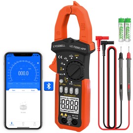 LYCEBELL 6000 Counts Clamp Meter & Bluetooth, Digital AC DC Voltage Current Amp Ohm Meter TRMS NCV Detector, Clamp Multimeter for Resistance Diode Continuity Temperature Car Electrical Tester 7200-APP
