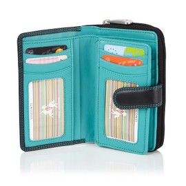 VISCONTI Bifold Leather Women's Purse Colorado Combination Leather Multicoloured Purse (CD-22) RFID, aqua, Elegant
