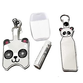 Panda Bear Hand Sanitizer Holder Key chain and/or Lip balm holder keychain