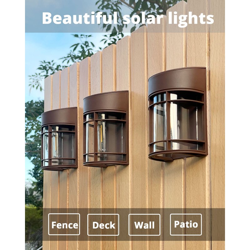 DOESLAG Solar Fence Lights, 8 Pack Deck Light Waterproof Solar