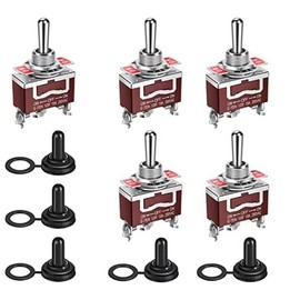 LALOCAPEYO Waterproof 12 Volt Instantaneous Toggle Switch (ON)- Off - (ON) 15A 12V DC/250V AC DC Marine SPDT Switch 3 Way Double Reset Button Toggle Switch with Weatherproof Trunk Cover Suitable