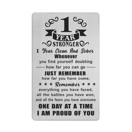 Richesele 1 Year Sober Card - 1 Year Sobriety Gifts for Women Men - 1 Year Clean and Sober Gifts - 1 Yr Addiction Recovery Engraved Wallet Cards Token