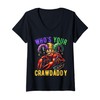 Womens Who's Your Crawdaddy Crawfish Beads Mardi Gras Carnival V-Neck