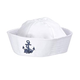 Sailor Hat w/ Anchor Hat Headware Accessory for Pirates Sailors Sea & Nautical Fancy Dress Up Costumes & Outfits
