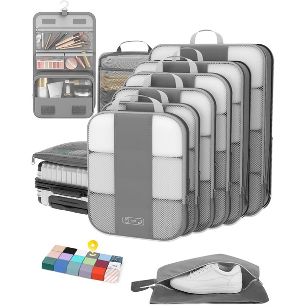 OlarHike 10 Set Compression Packing Cubes for Travel Essentials,Compressible Expandable