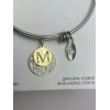 Unwritten Stainless Steel Adjustable Bangle Bracelet Initial M Charm Crystal