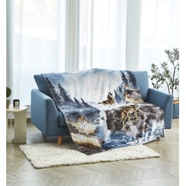 Regal Comfort Thick Faux Fur Throw Blanket - Warm and Soft - 1-Ply - Medium Weight - Living Room and Bedroom Decor - Great for a Bed, Chair, Sofa, and Couch - 50" x 60" - Moon Wolf