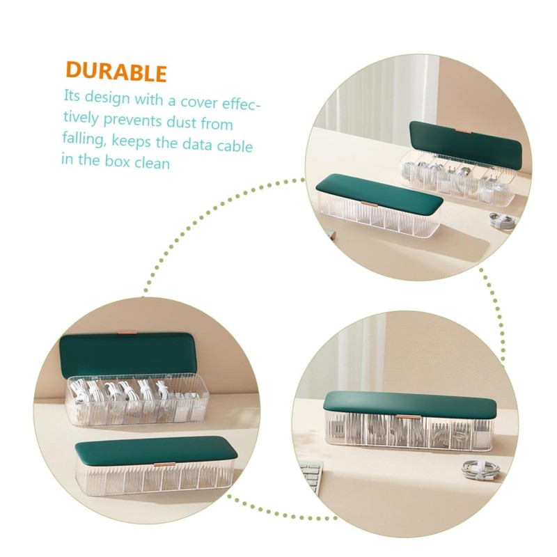 TEHAUX Cable Management Box with Cover Multi Grid Cable Storage