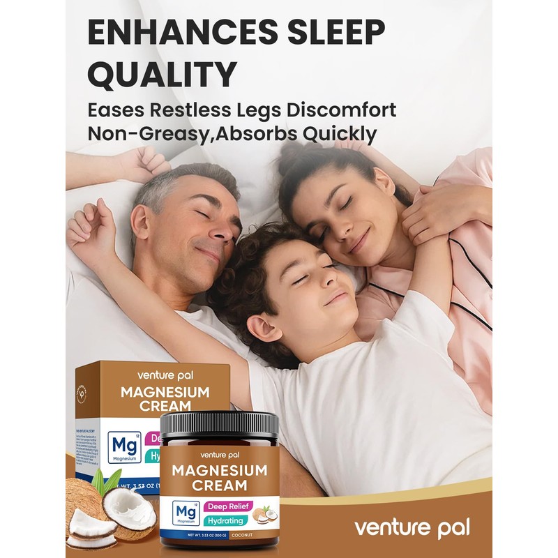 Venture Pal Magnesium Lotion, Topical Magnesium Cream for Sleep, Leg