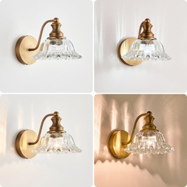 XIEDUN Vintage Wall Sconces Brass Wall Lights for Living Room Bathroom Sconces 2Pack