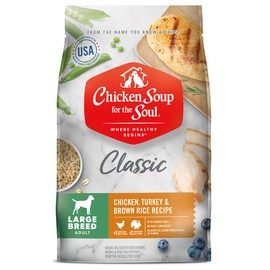 Chicken Soup for the Soul All Natural Premium Large Breed Adult Dry Dog Food, Real Meat First Ingredient, No By-Products, Supports Heart, Gut & Immune Health, Chicken, Turkey & Brown Rice, 28lb