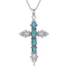 BETHZA Genuine Turquoise Cross Pendant Necklace Feather Necklace S925 Sterling