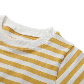 famuka Baby Boys Girls Shirts Stripes Rompers Unisex Baby Summer Clothes (Yellow, 6-9 Months)