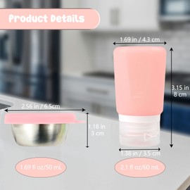 SUNBAK 8-Pack Salad Dressing Sauce Containers, 2oz Silicone Squeeze Bottles, 1.7oz Stainless Steel Cups with Silicone Lids + Brush/Labels, Portable Condiment Storagefor Lunch Box, Travel, Picnics