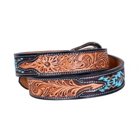 Affilare Western Tooled Leather Beaded Belt For Men and Women 30IS108-34