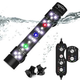 SEAOURA Submersible Aquarium Light for Fish Tank, 24/7 Cycle Fish Tank Light with Timer, Full Spectrum+7 Single Colors, Auto On/Off, Adjustable Brightness (7 Inch for 8-17inch Tank)