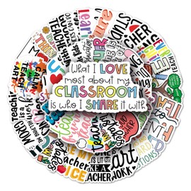 50 Packs Teachers Stickers Water Bottles Laptop Phone Motorcycle Computer Guitar Skateboard Hydroflasks Teachers Vinyl Sticker Waterproof Aesthetic Trendy Decals for Teens Girls Adults