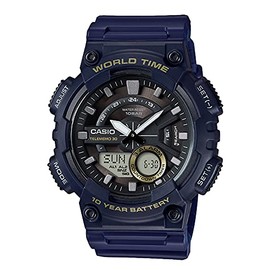 Casio Collection Standard Digital/Analog Combination Series Wristwatch, Navy (AEQ-110)
