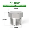 TAISHER 2 Pcs Stainless Steel Outer Hex Thread Socket Pipe