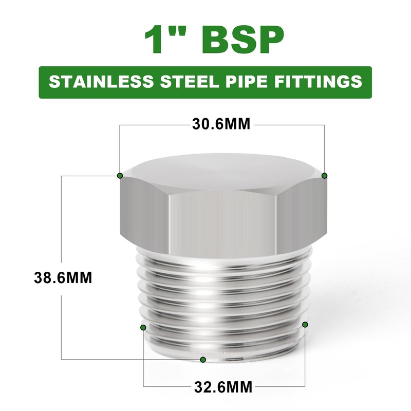 TAISHER 2 Pcs Stainless Steel Outer Hex Thread Socket Pipe