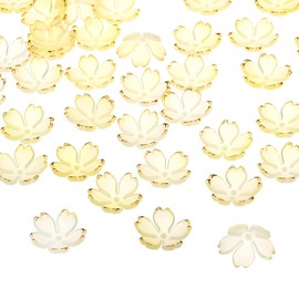 PATIKIL Acrylic Flower Beads, 50 Pcs 18mm Gold-Plated Gradient Cherry Blossom Floral Spacer Beads for Bracelets, Earrings, Necklaces, Jewelry Making and DIY Crafts, Yellow Gradient
