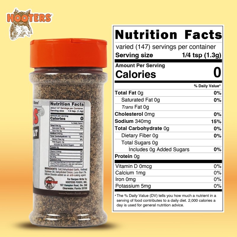 Hooter's Seasoning Salt, 6.5-Ounce (Pack of 6)
