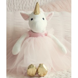 Inspired by Jewel Ella The Unicorn Premium Quality Stuffed White Unicorn Plush Doll with Golden Horn, Hooves & Flowing Pink Mane & Soft Tail | Playable Toy with Movable Legs with Huggable Arms
