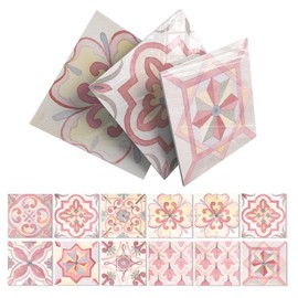 Alwayspon 12 Sheet 6x6inch Pink 3D Foaming Board Vinyl Backsplash Marble Tiles, Self-Adhesive Peel and Stick Wall Tile Stickers Stick on Subway Tiles for Kitchen Bathroom Wall