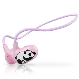 Seflorgo Latest Bluetooth V5.4 Kids Headphones - Cute Panda Open Ear Bluetooth Headphones with Mic for School Tablet Car Trip, Safe 85db Volume Limit with Volume Control (Pink)
